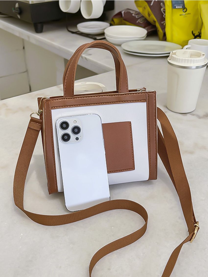 Mini Two Tone Geometric Graphic Square Bag