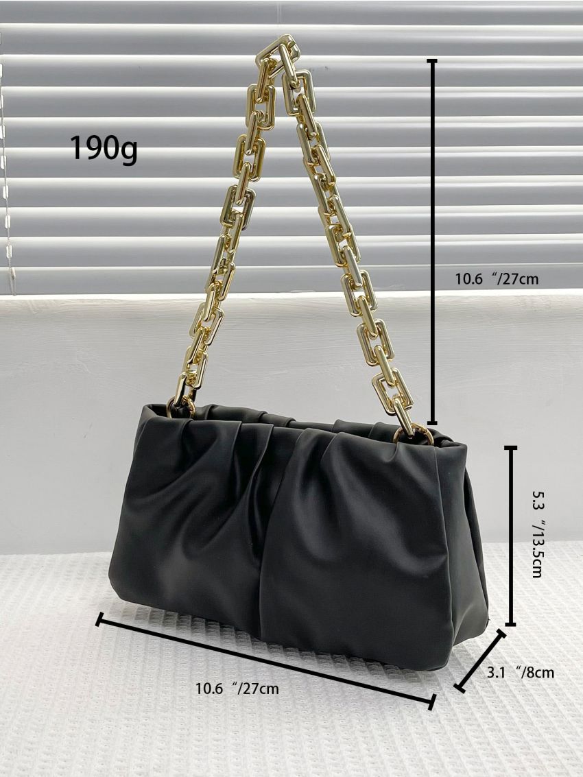 Chain Decor Ruched Bag