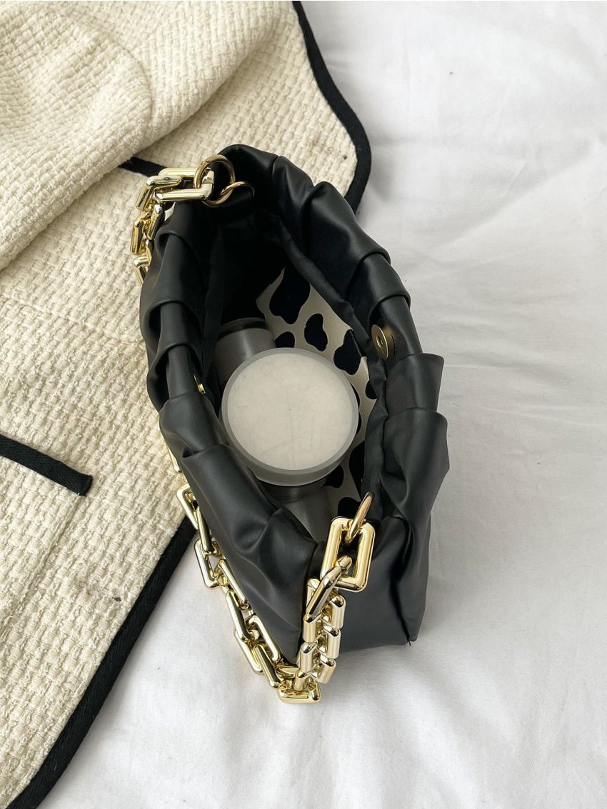 Chain Decor Ruched Bag