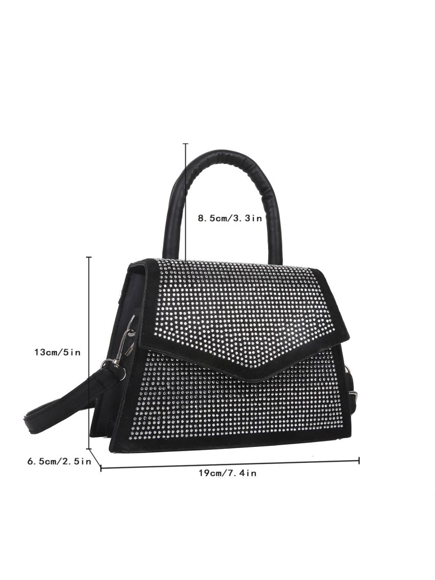 Mini Allover Rhinestone Decor Square Bag