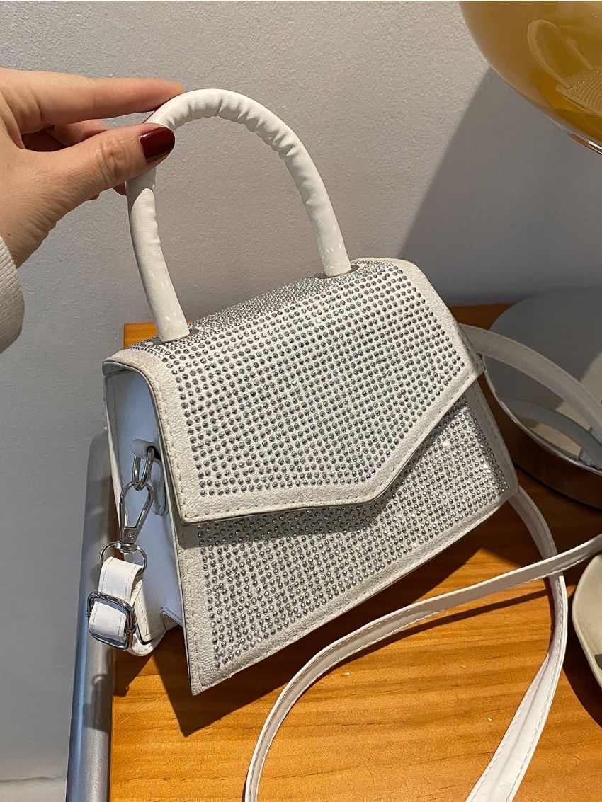 Mini Allover Rhinestone Decor Square Bag