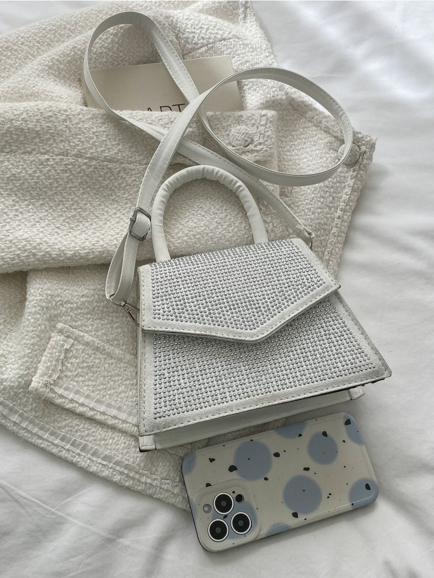 Mini Allover Rhinestone Decor Square Bag