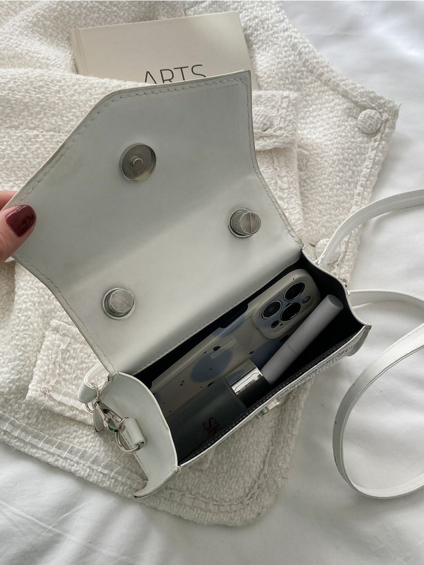 Mini Allover Rhinestone Decor Square Bag