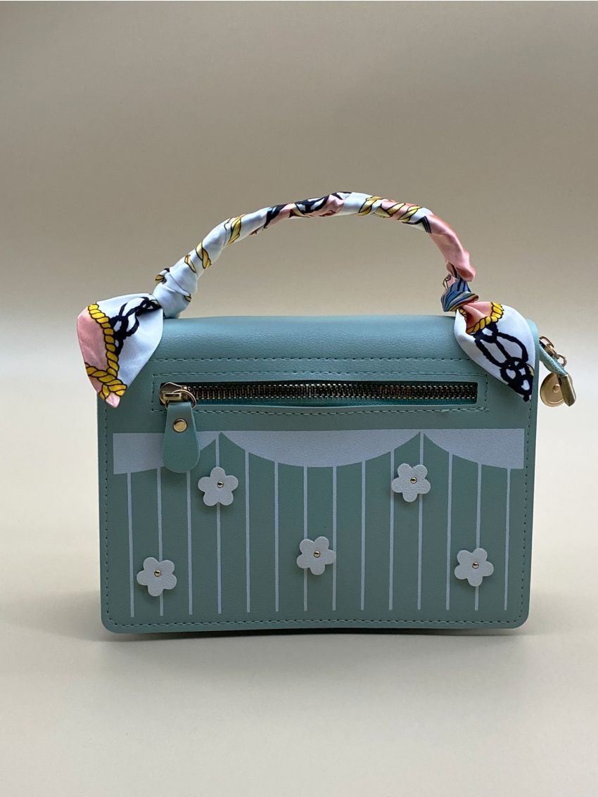 Twilly Scarf Decor Letter Graphic Square Bag