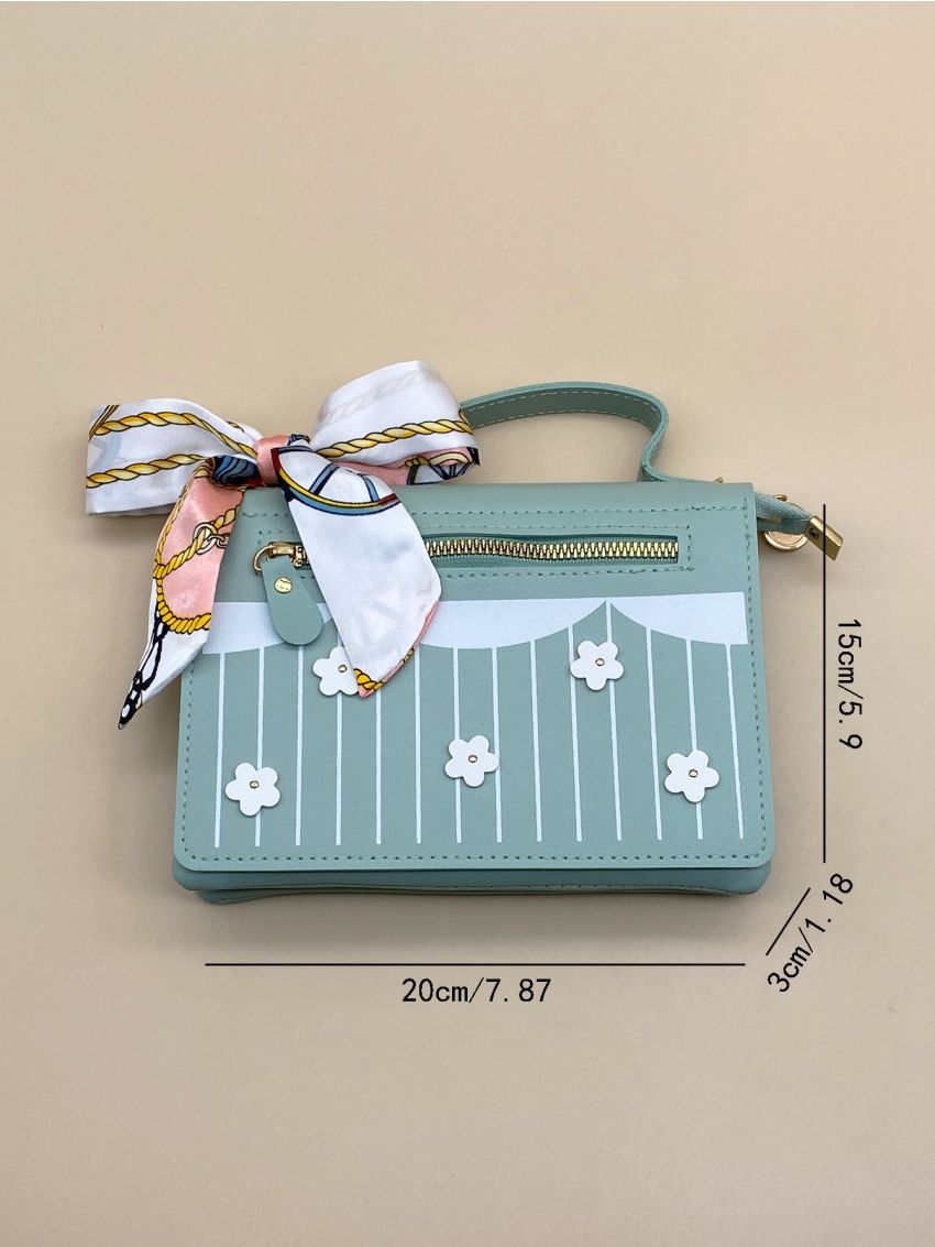 Twilly Scarf Decor Letter Graphic Square Bag