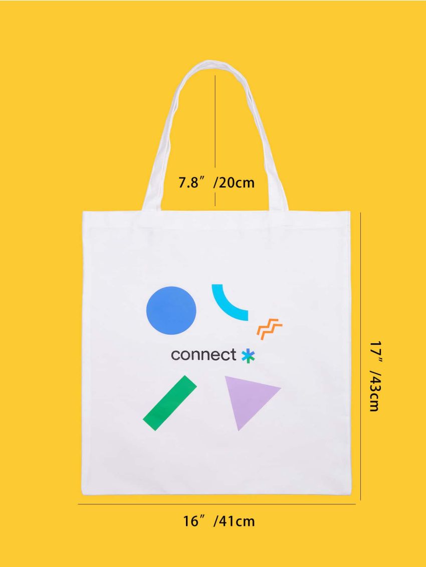 Letter & Geometric Graphic Colorblock Shopper Bag