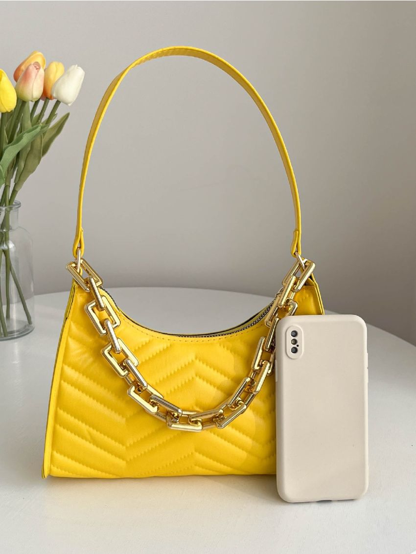 Chevron Chain Baguette Bag