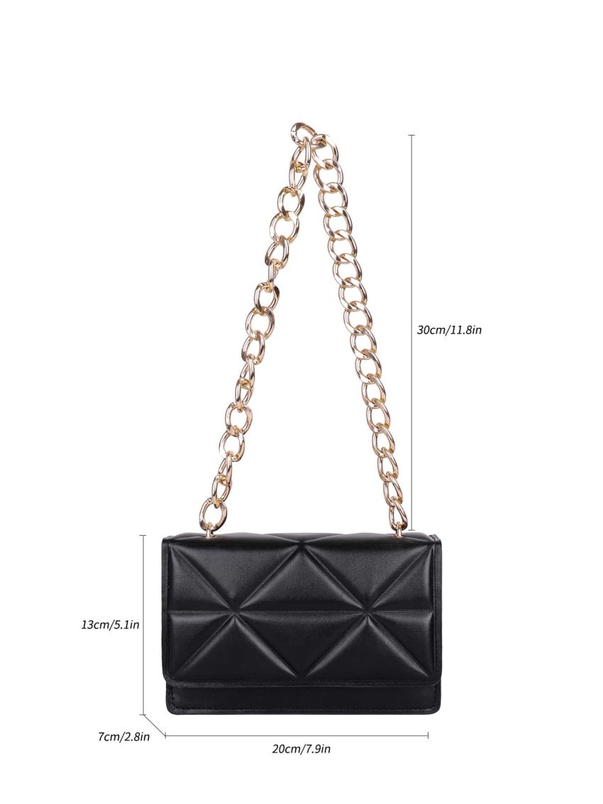 Mini Geometric Embossed Flap Chain Square Bag