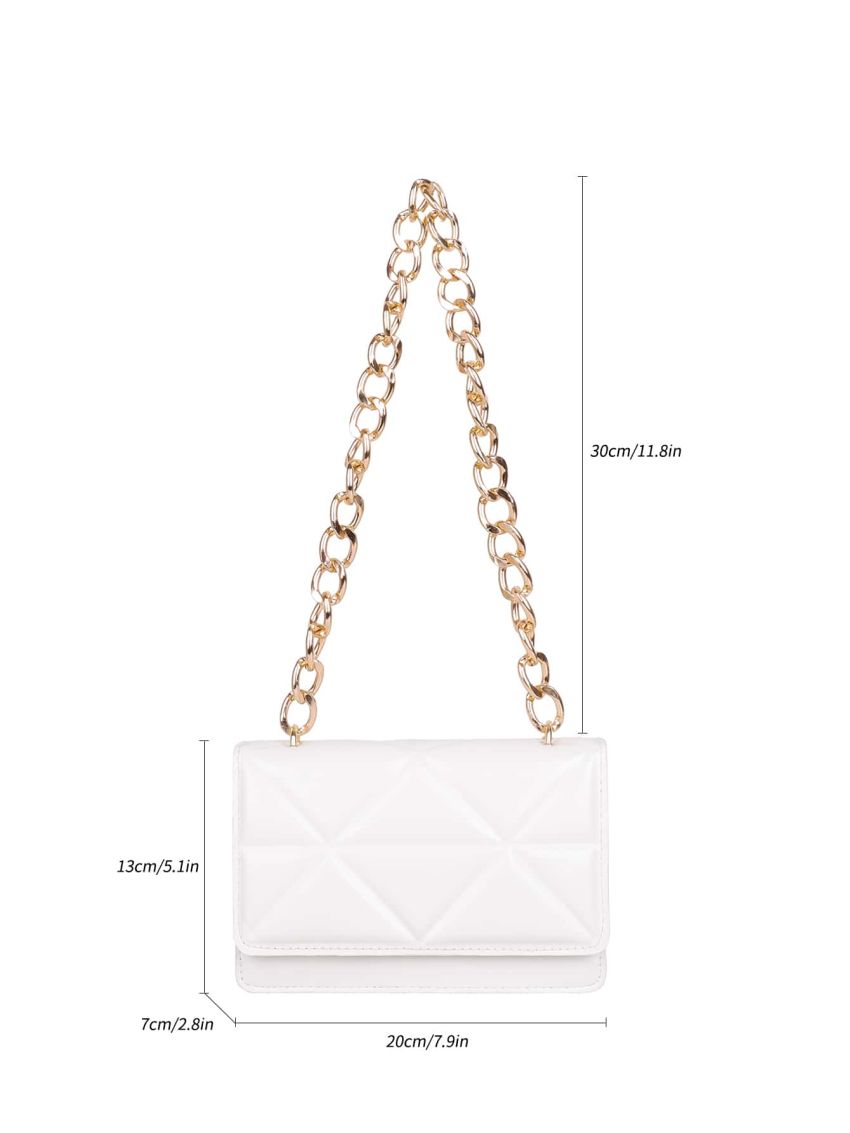 Mini Geometric Embossed Flap Chain Square Bag