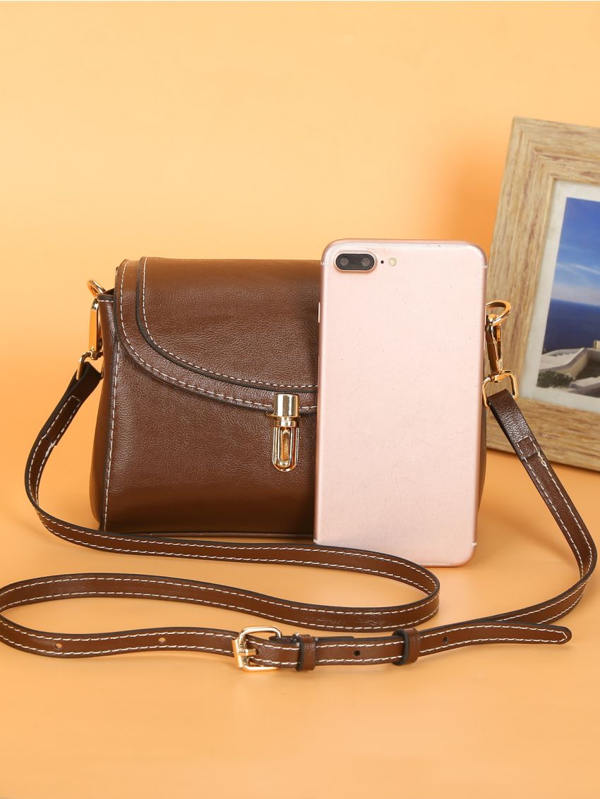 Mini Minimalist Stitch Trim Flap Square Bag