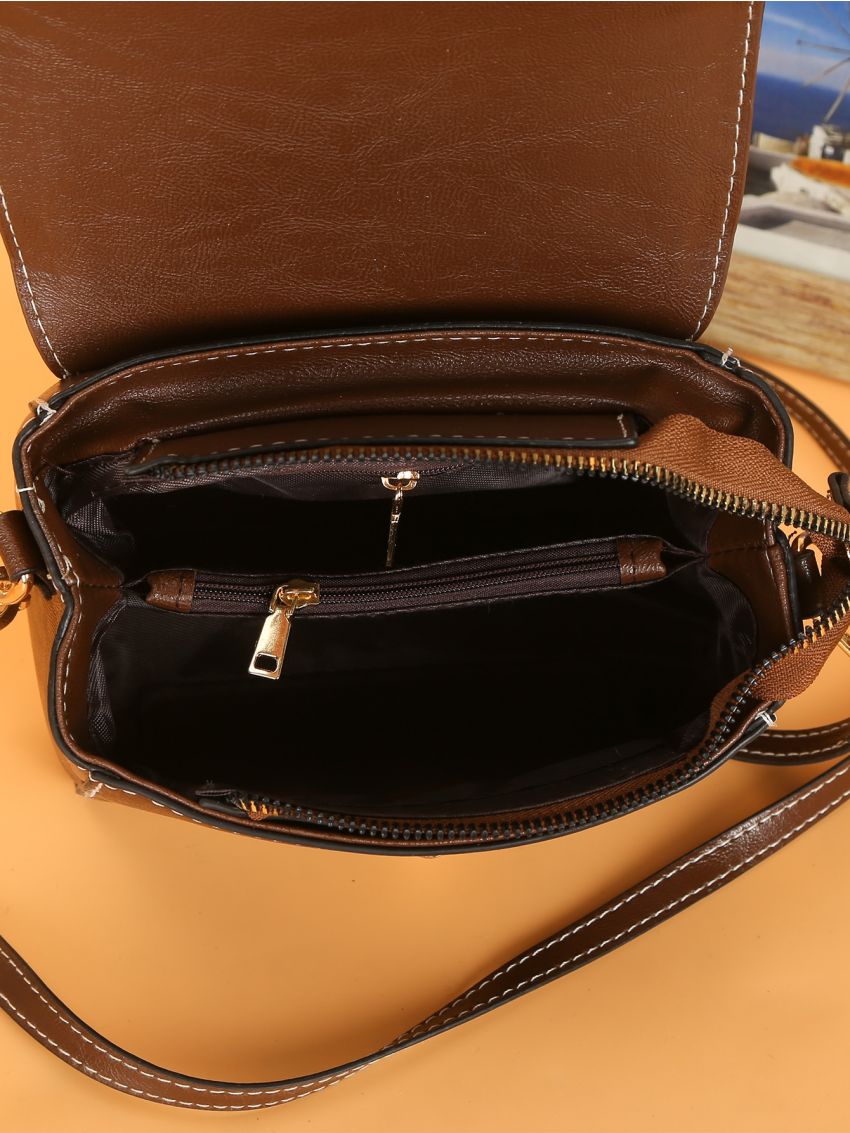 Mini Minimalist Stitch Trim Flap Square Bag