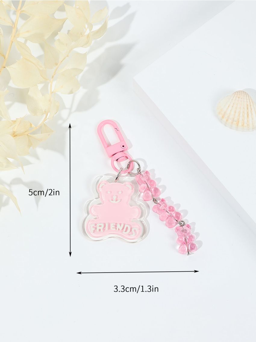 Bear Design Letter Graphic Bag Charm