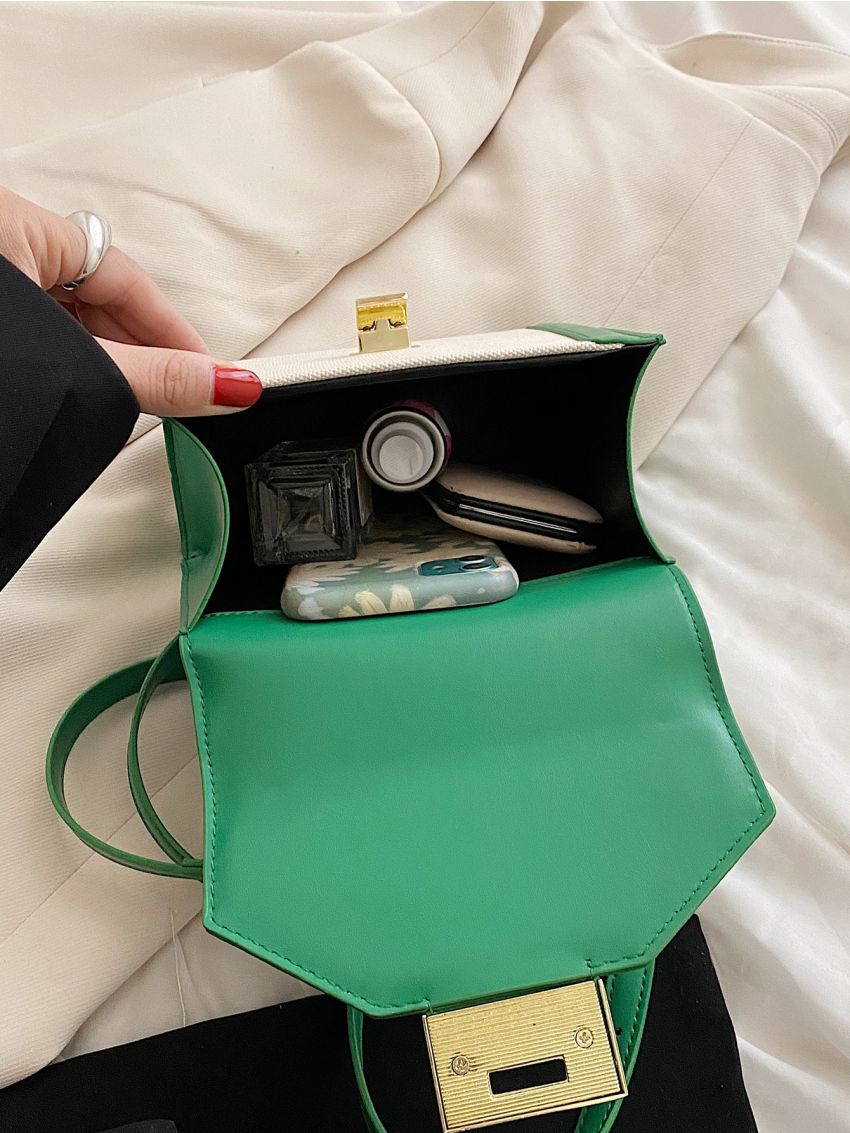 Two Tone Flap Square Bag