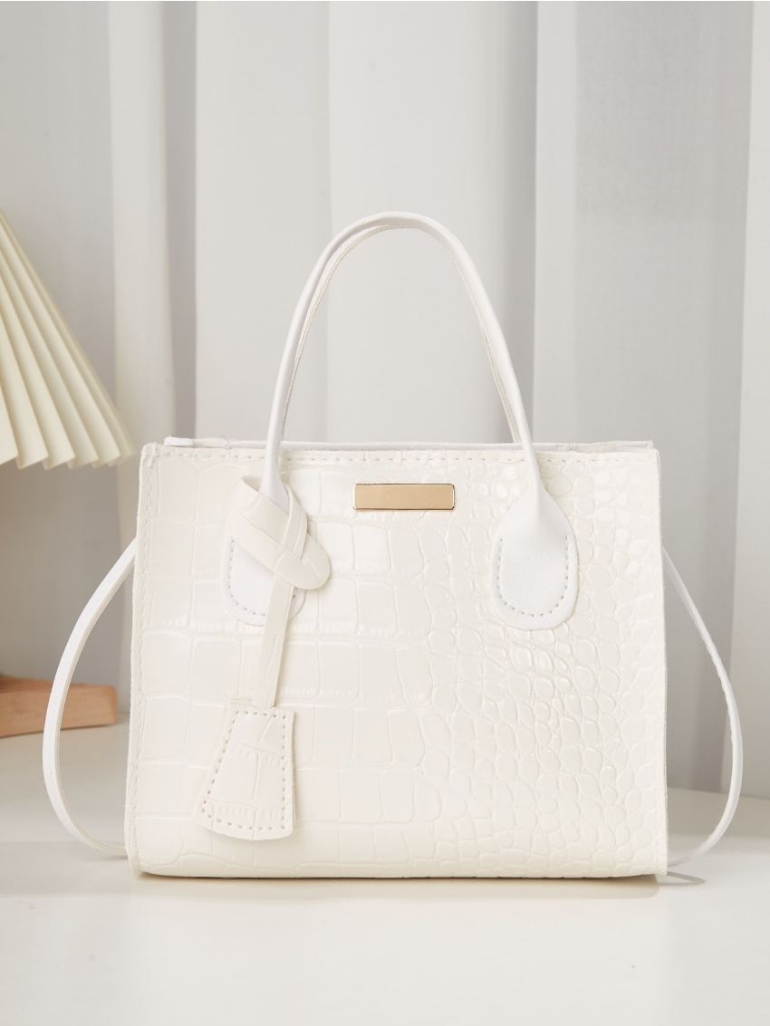 Mini Crocodile Embossed Square Bag