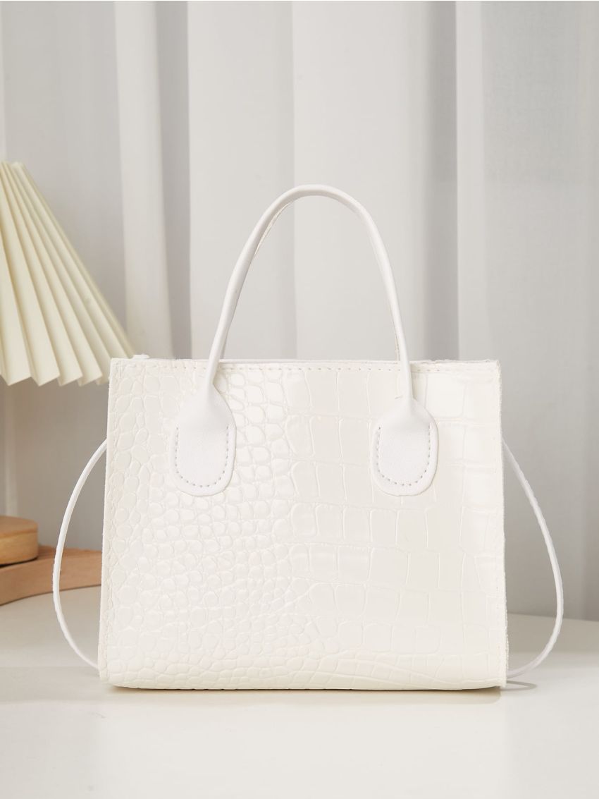 Mini Crocodile Embossed Square Bag