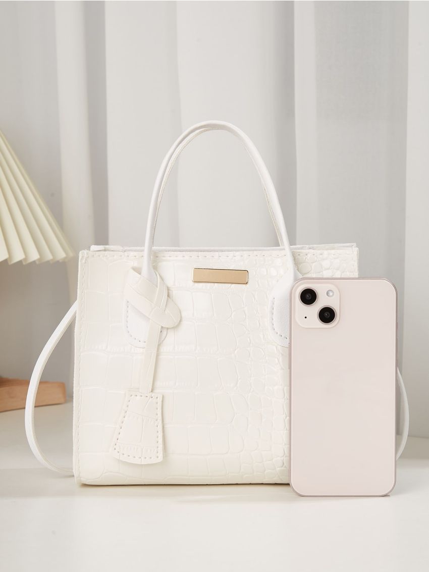 Mini Crocodile Embossed Square Bag