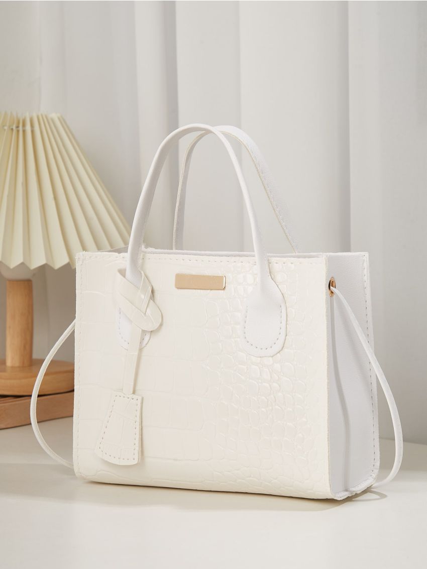 Mini Crocodile Embossed Square Bag