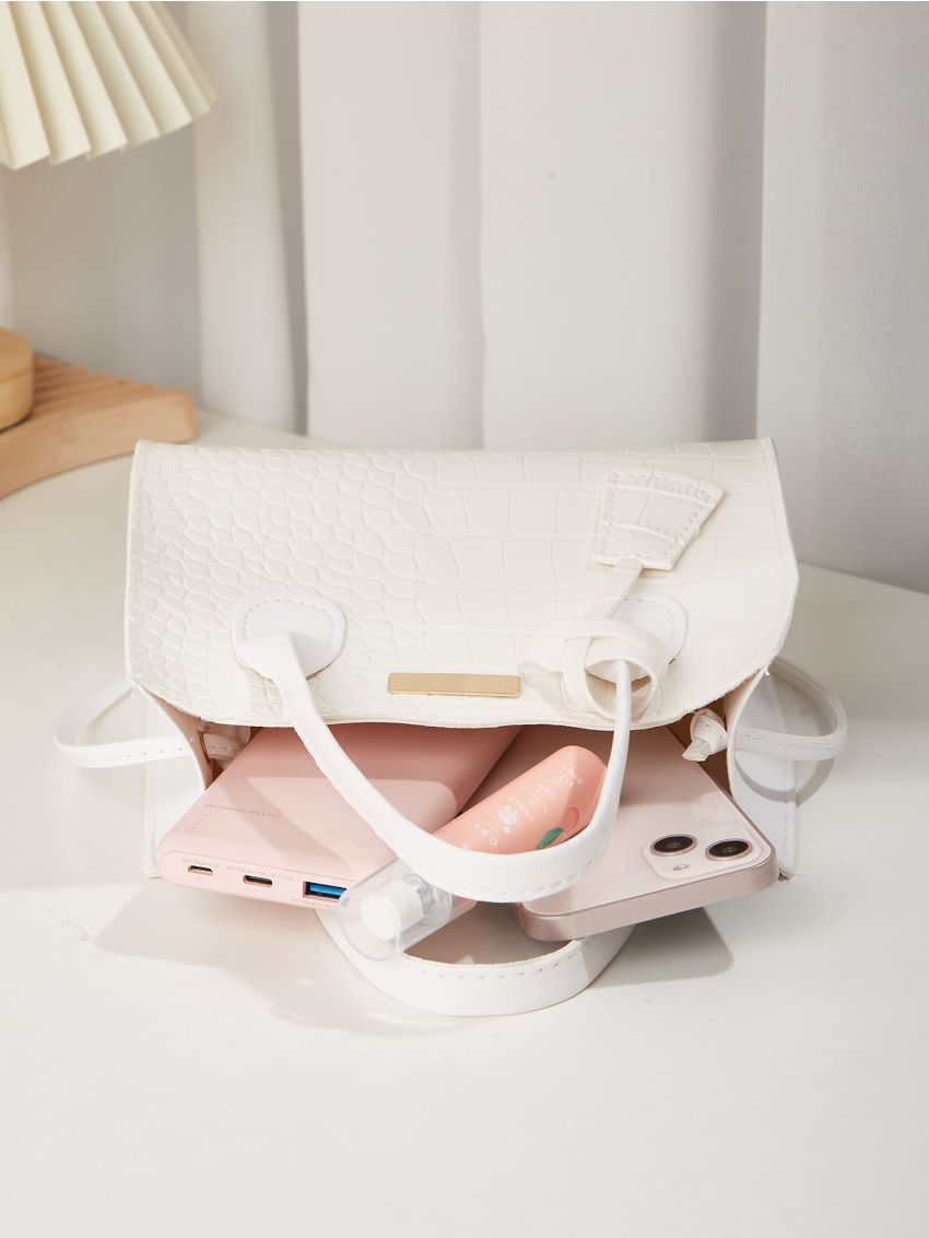 Mini Crocodile Embossed Square Bag