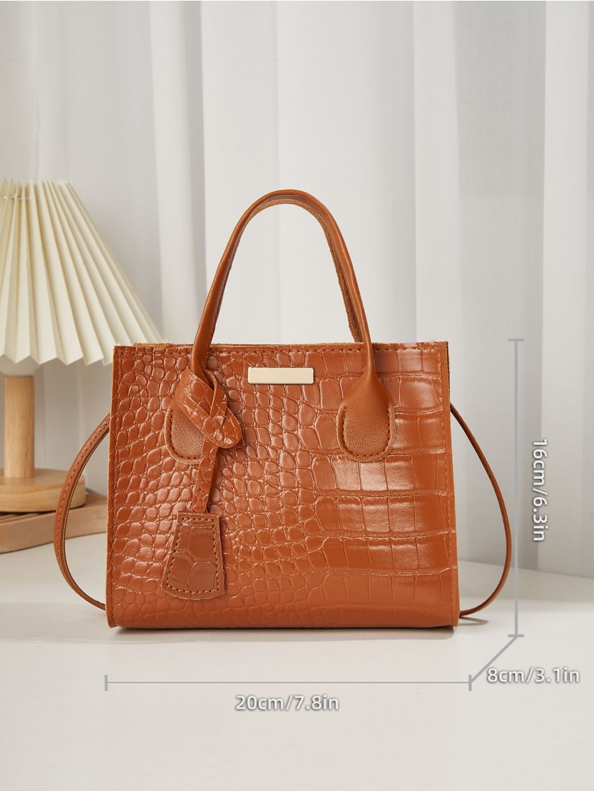 Mini Crocodile Embossed Square Bag