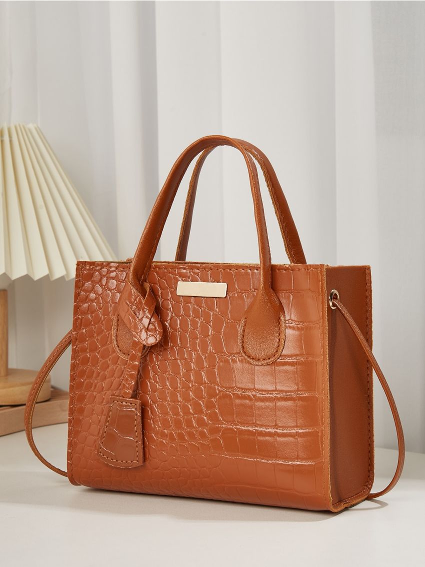 Mini Crocodile Embossed Square Bag