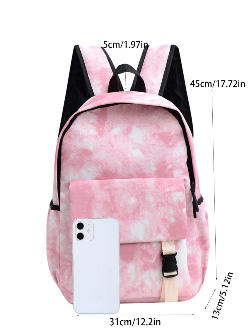 Tie Dye Buckle Decor Functional Backpack