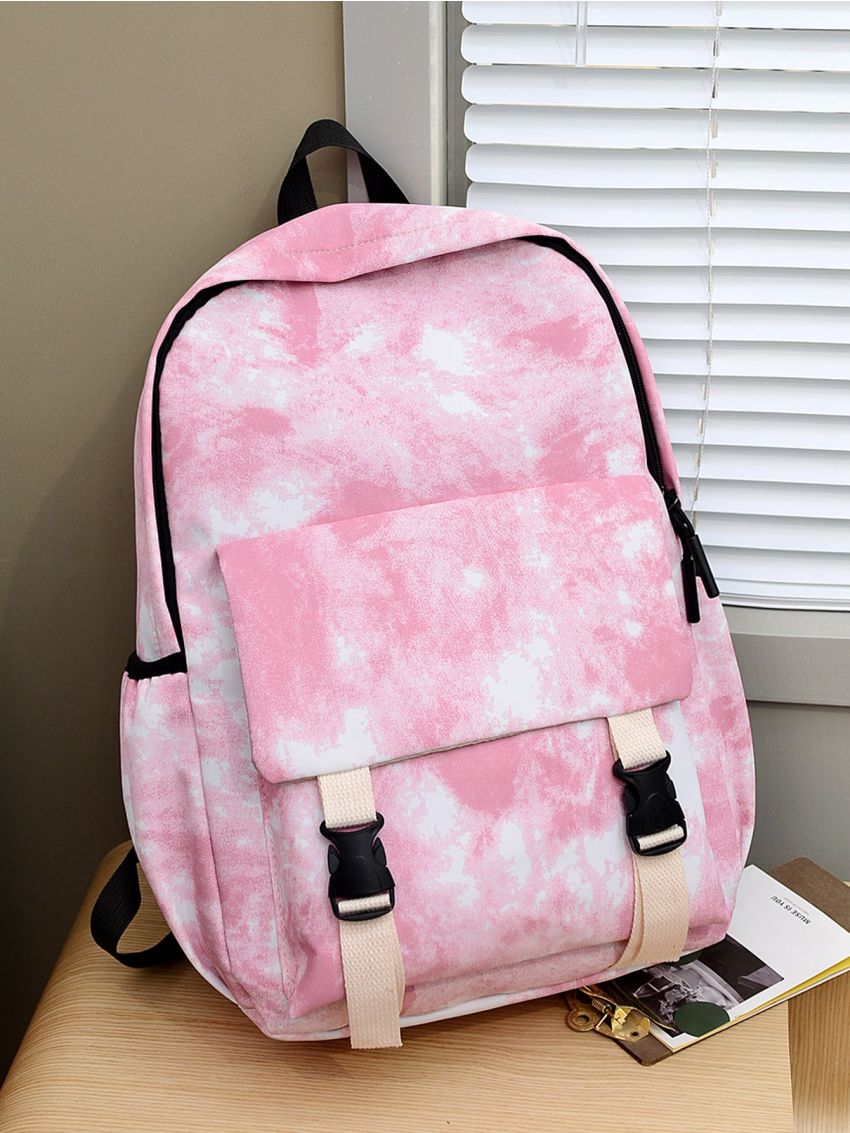 Tie Dye Buckle Decor Functional Backpack