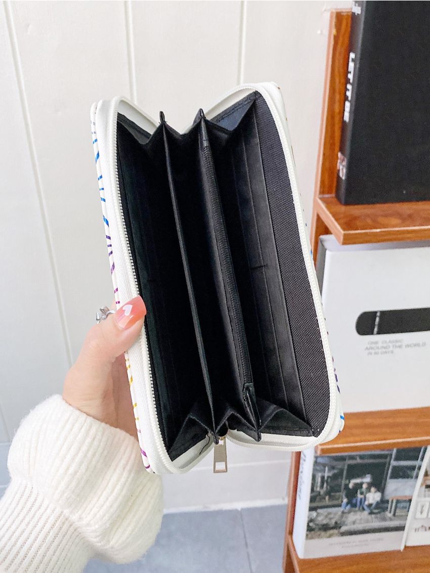 Colorblock Geometric Pattern Long Wallet