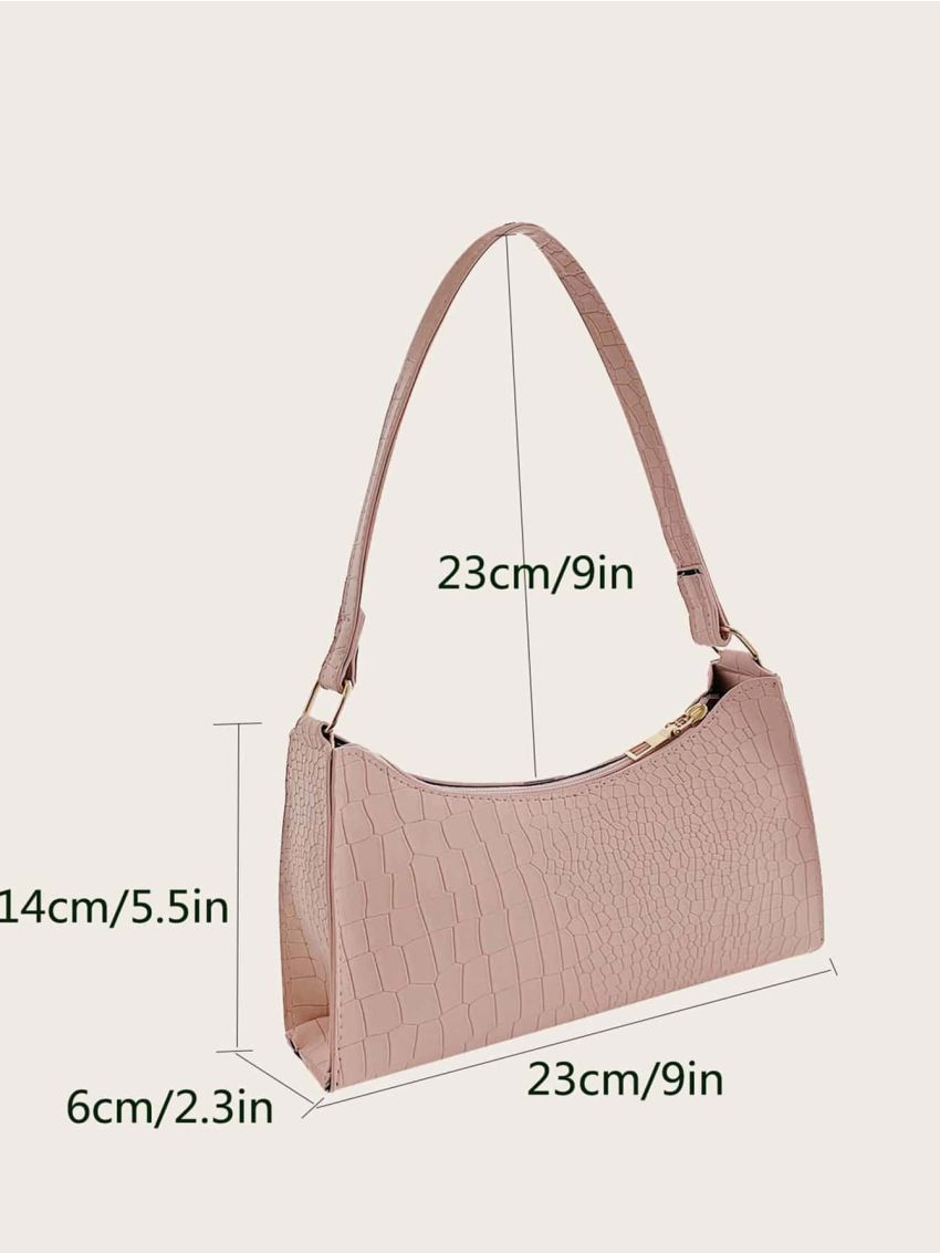 Crocodile Embossed Baguette Bag