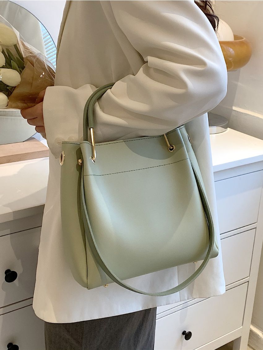 Croc Embossed Metal Detail Square Bag