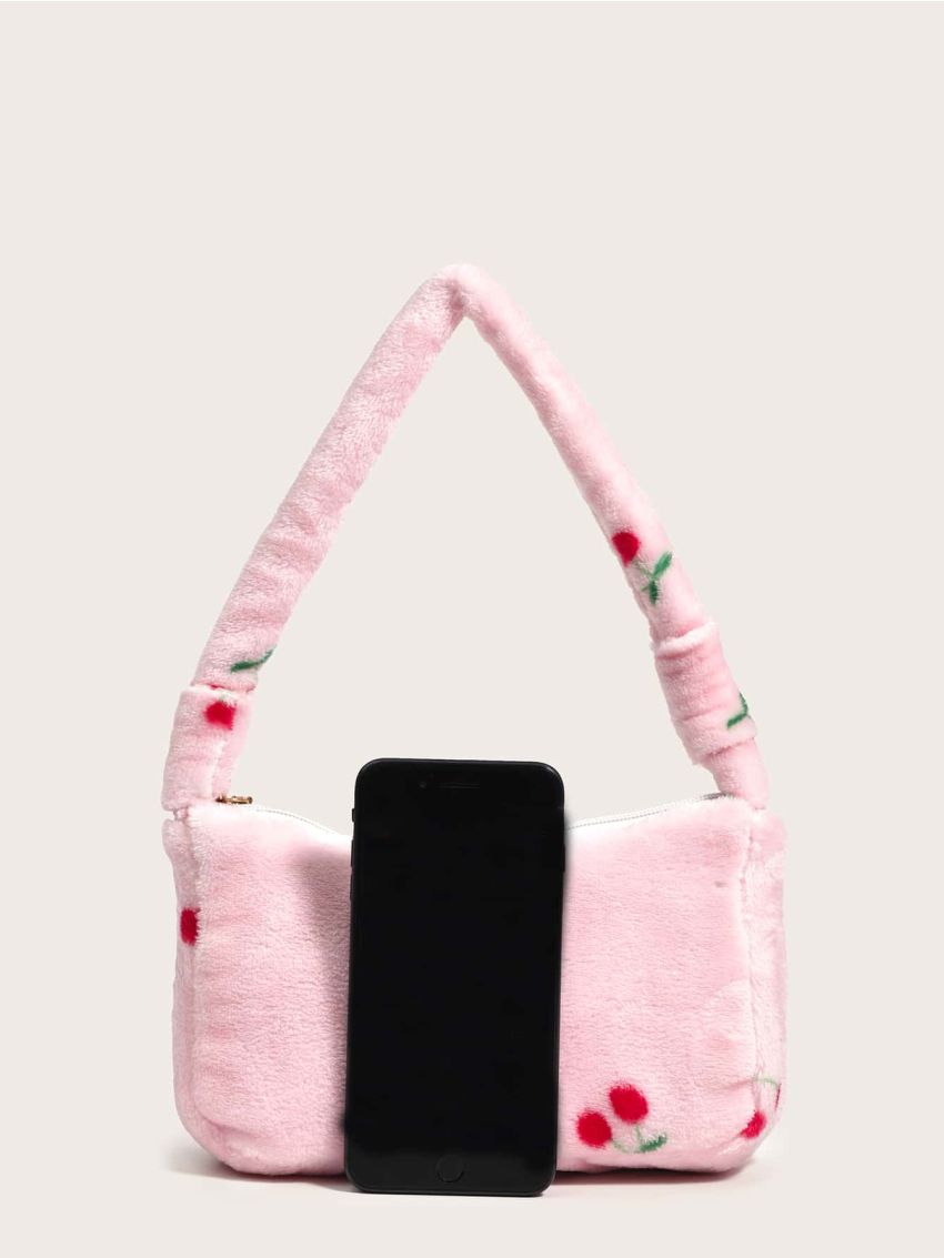 Leopard Pattern Fluffy Baguette Bag