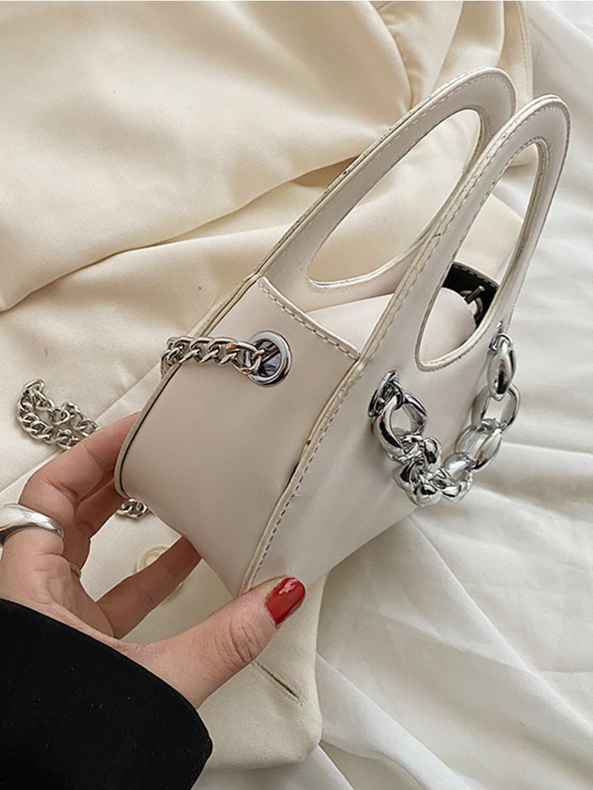 Minimalist Chain Decor Saddle Bag