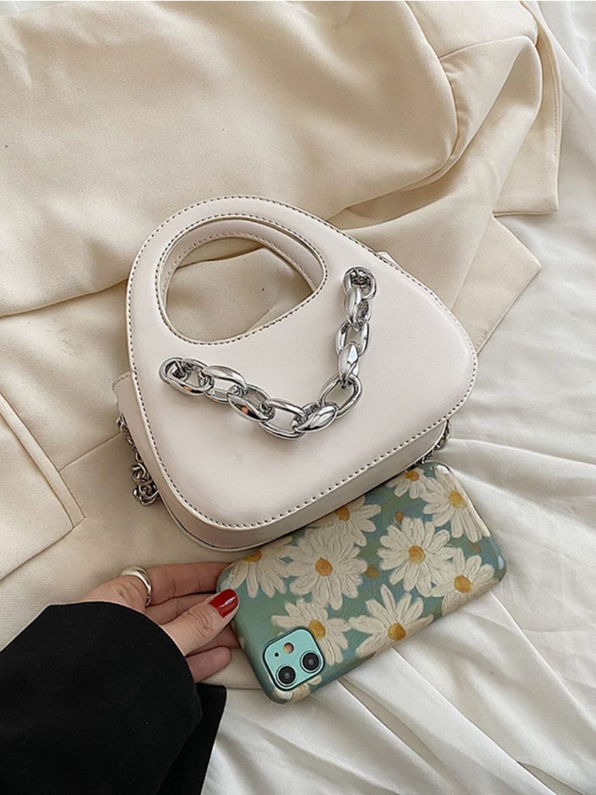 Minimalist Chain Decor Saddle Bag