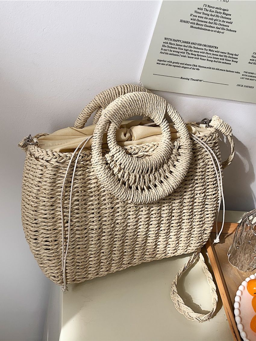 Straw Top Handle Bag