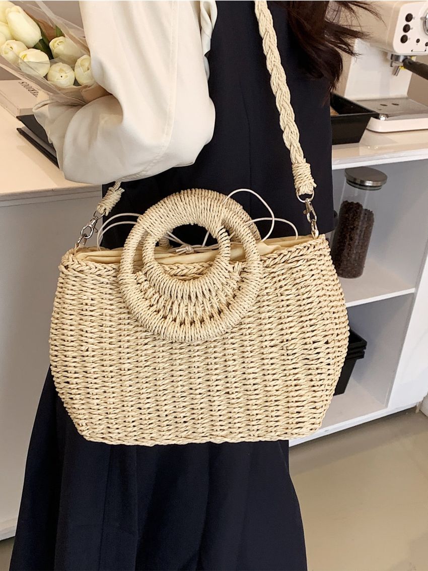 Straw Top Handle Bag