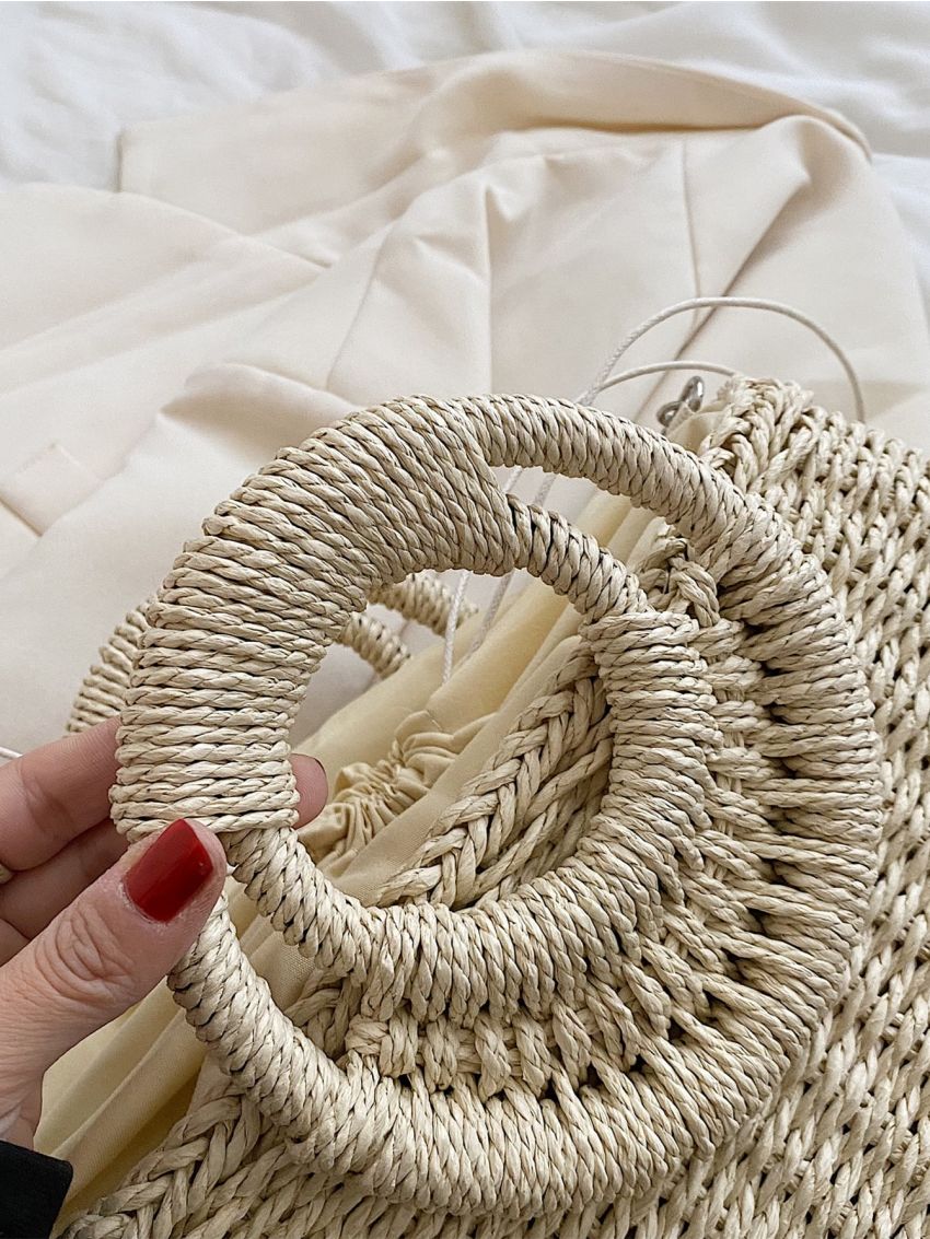 Straw Top Handle Bag