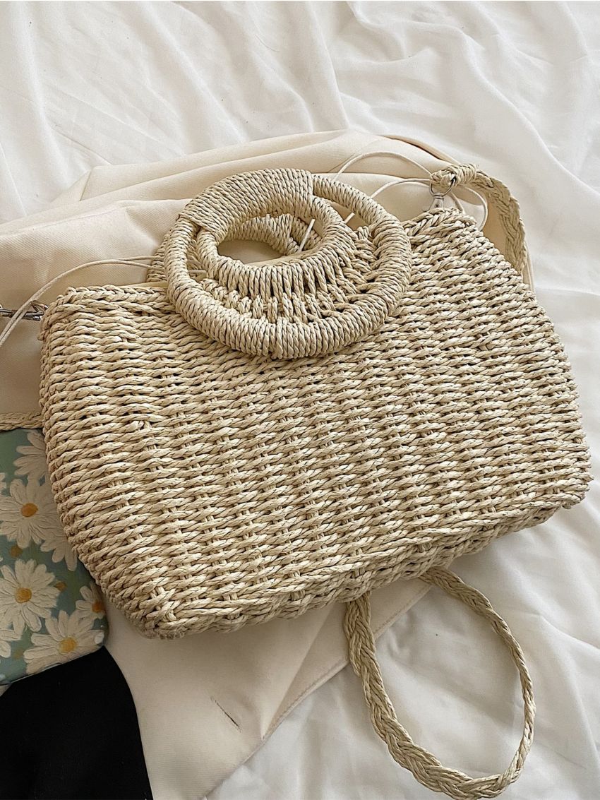 Straw Top Handle Bag
