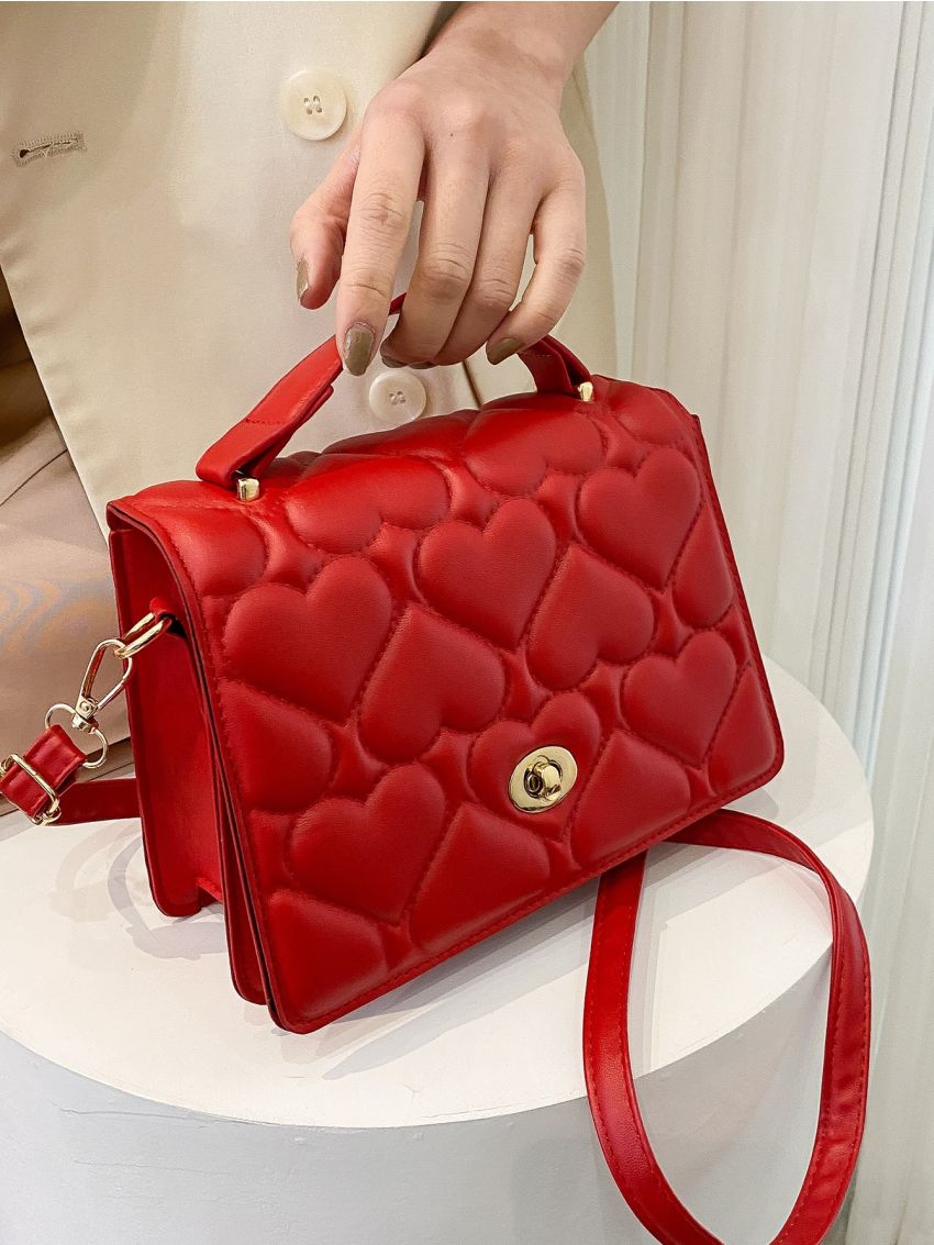 Minimalist Quilted Turn Lock Square Bag