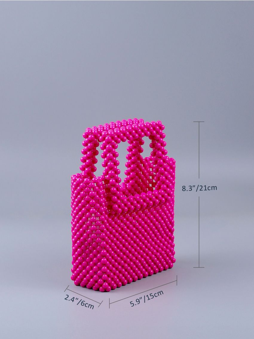 Mini Bead Decor Double Handle Evening Bag
