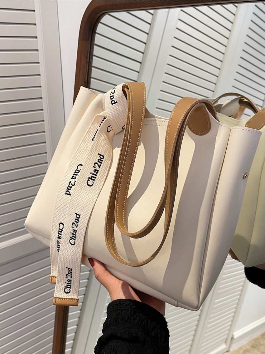 Letter Graphic Knot Decor Tote Bag