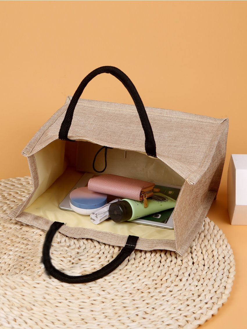 Slogan Graphic Top Handle Bag