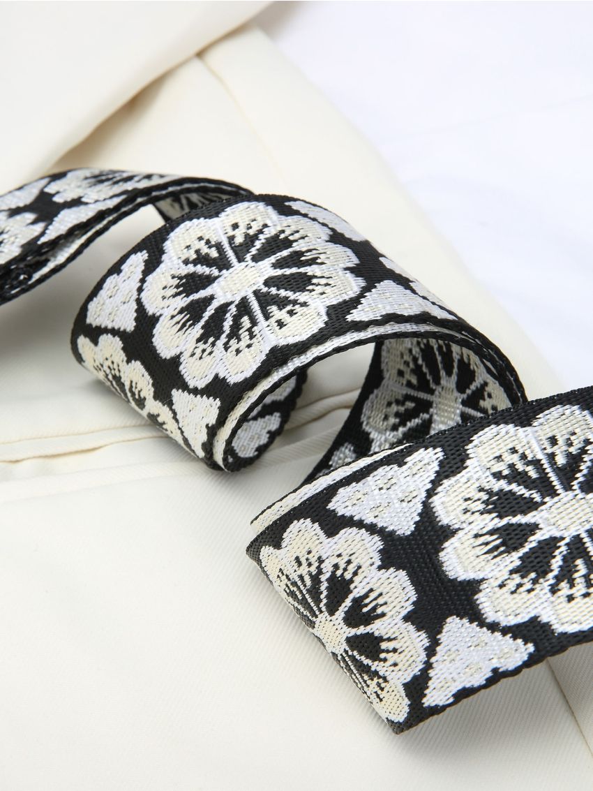 Geometric Embroidery Bag Strap