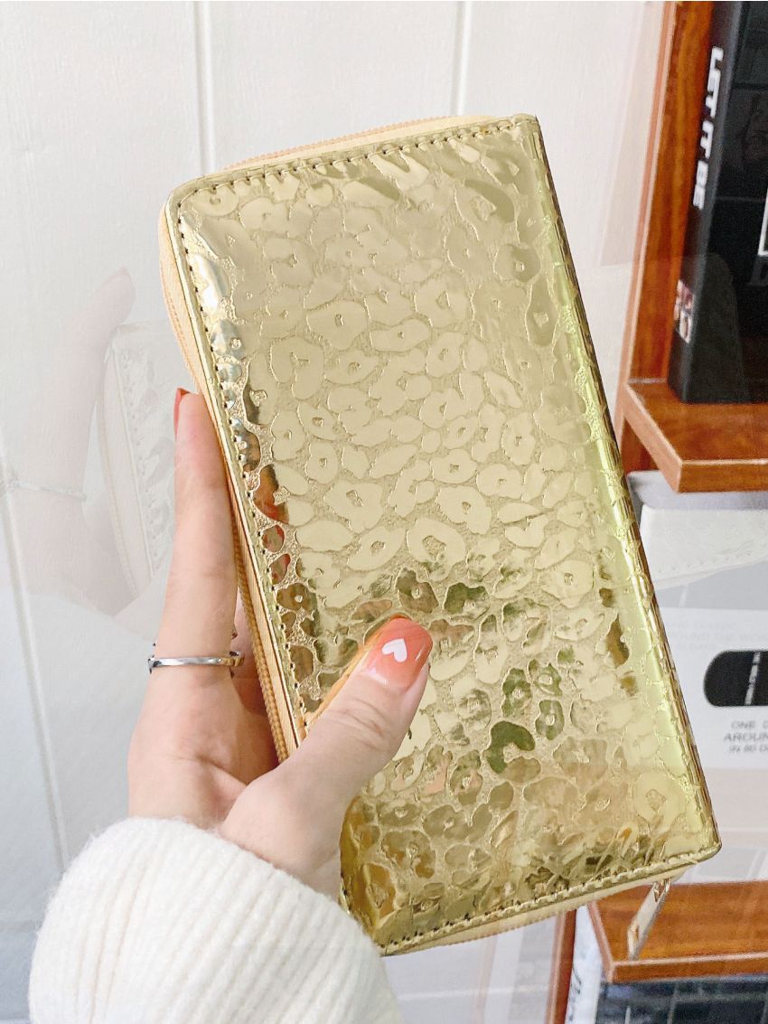 Metallic Leopard Graphic Long Wallet