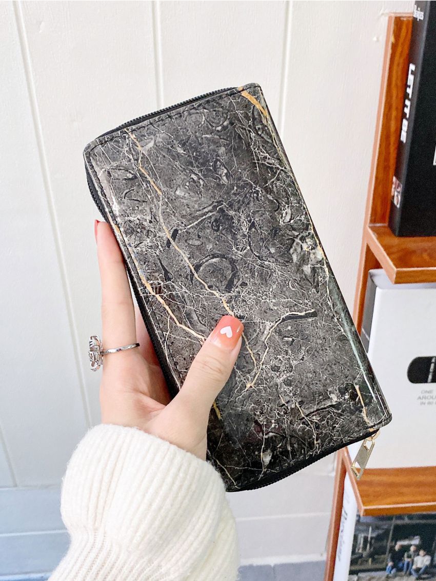 Marble Pattern Long Wallet