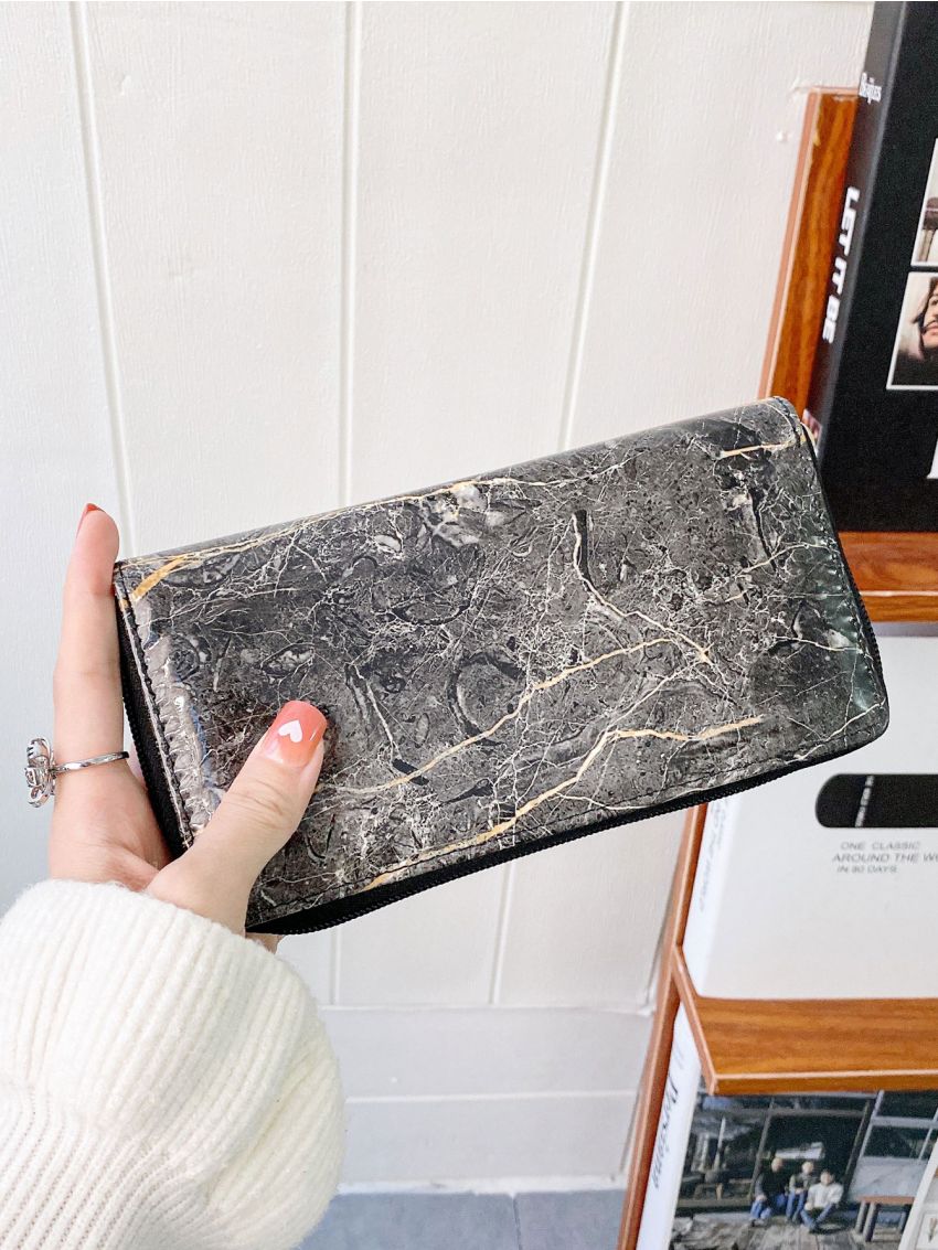 Marble Pattern Long Wallet