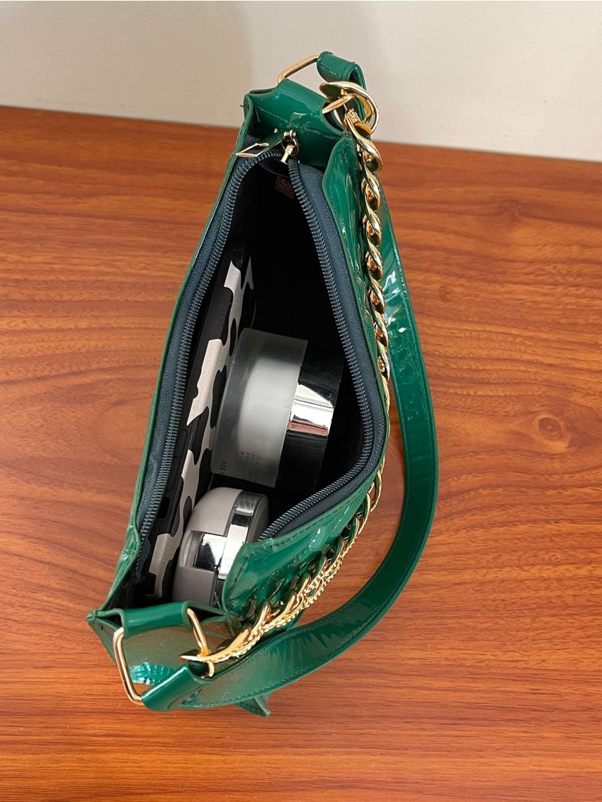 Chevron Pattern Chain Saddle Bag