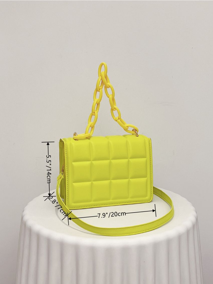 Mini Minimalist Embossed Chain Decor Crossbody Bag