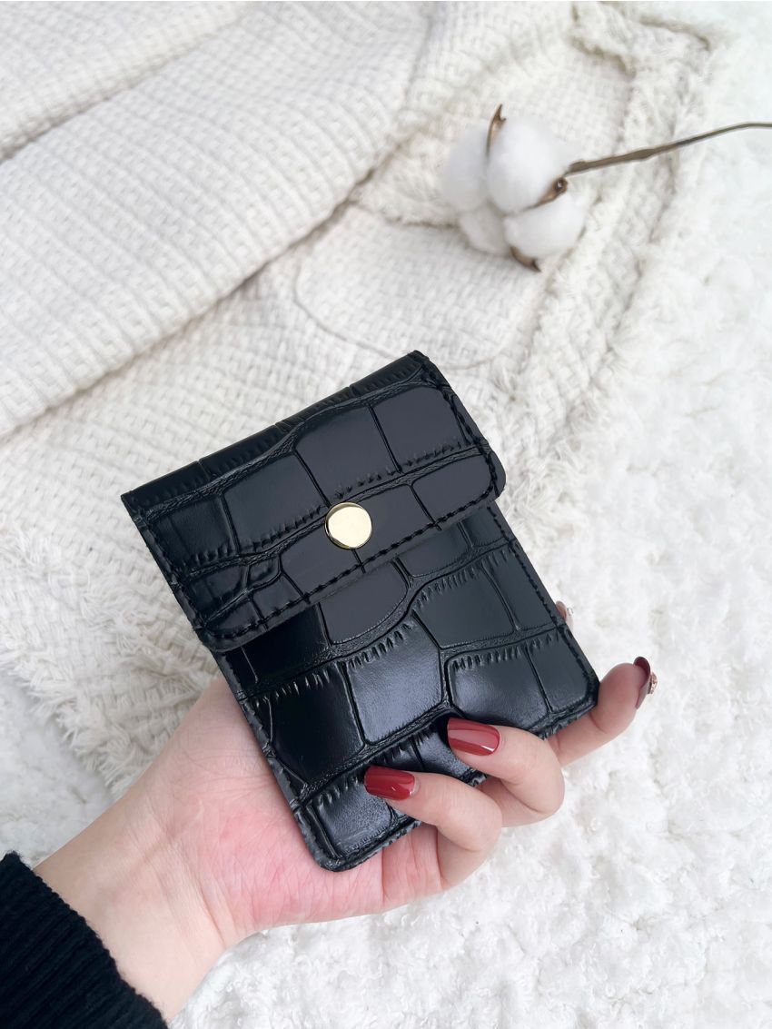 Crocodile Embossed Flap Coin Purse