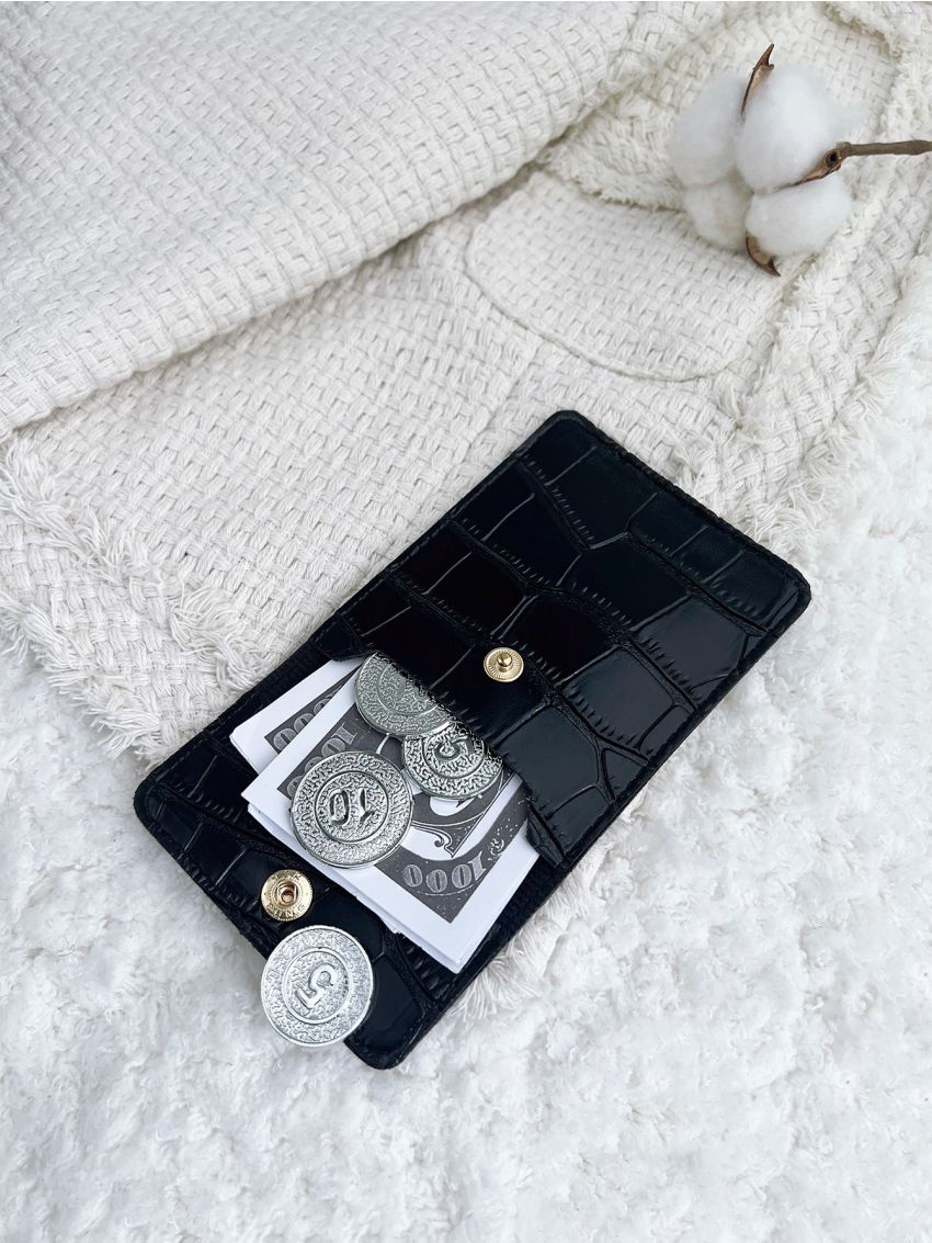 Crocodile Embossed Flap Coin Purse