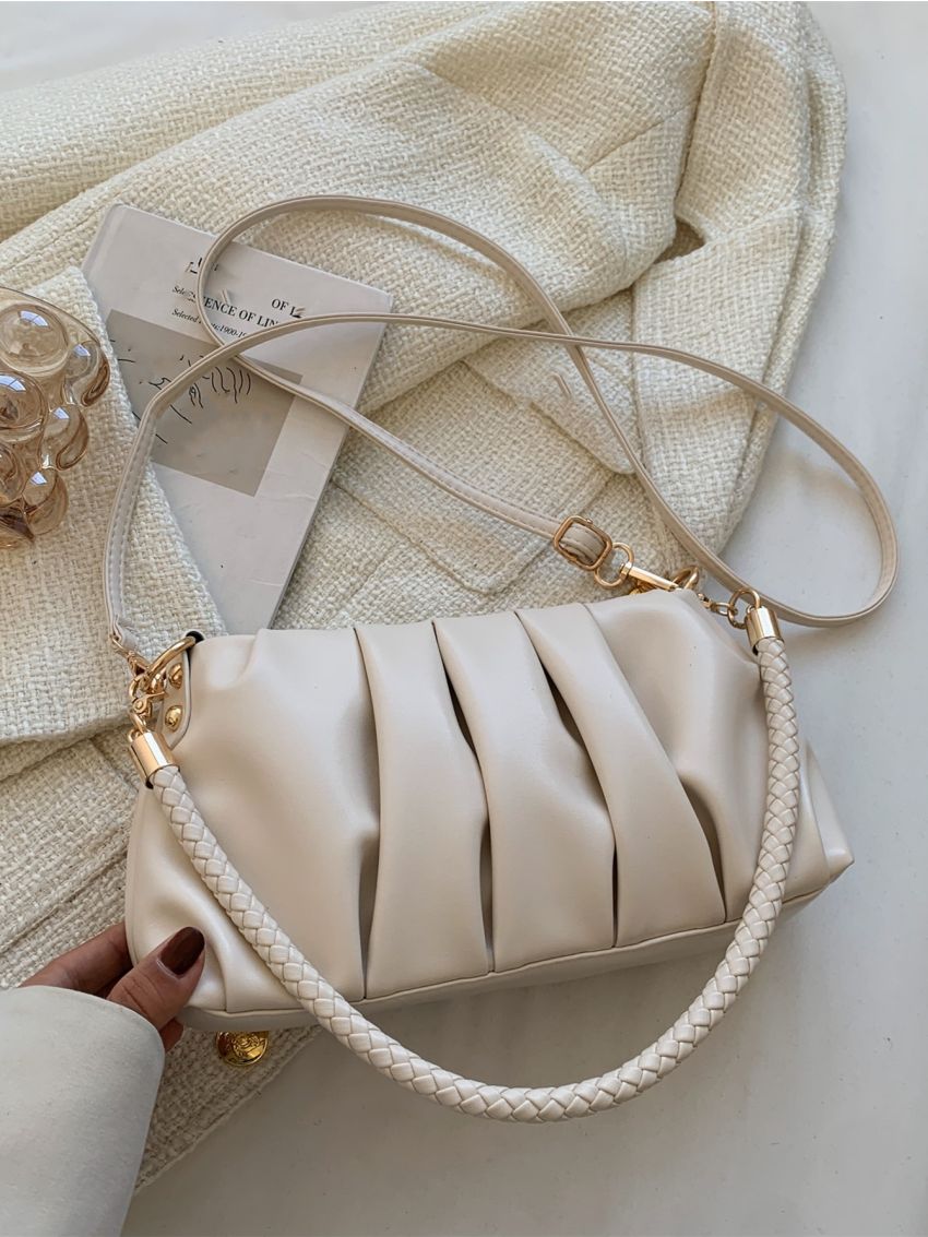 Minimalist Braided Strap Ruched Bag