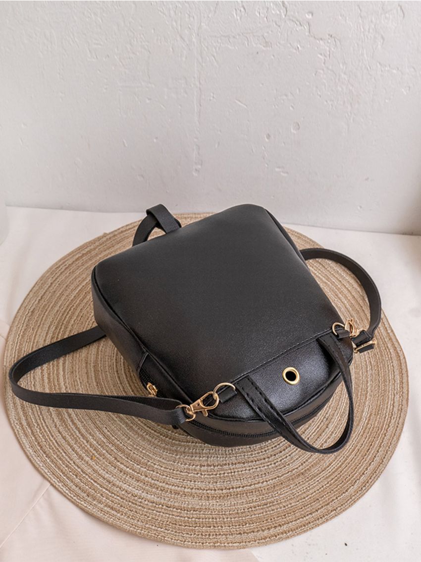 Quilted Detail Metal Decor Classic Backpack